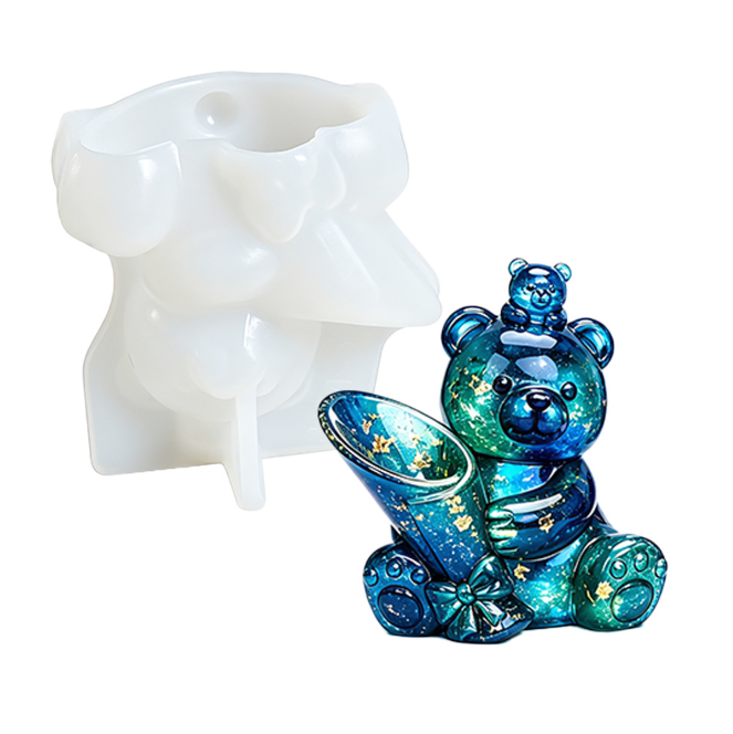 4PCS Mini Bear Vase Resin Mold Set
