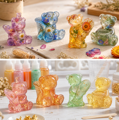 4PCS Mini Bear Vase Resin Mold Set