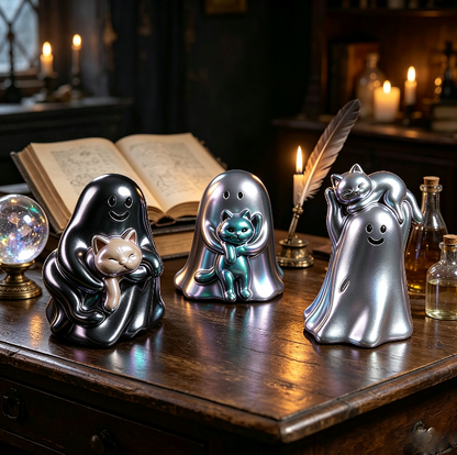 Cute Ghost Hugging Kitten Figurine Resin Mold