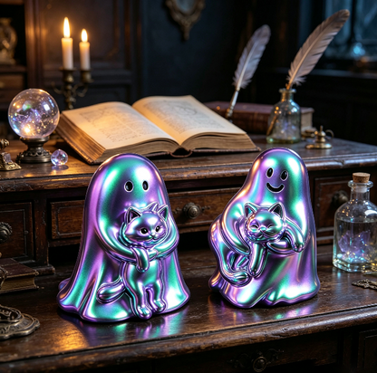Cute Ghost Hugging Kitten Figurine Resin Mold