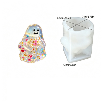 Cute Ghost Hugging Kitten Figurine Resin Mold