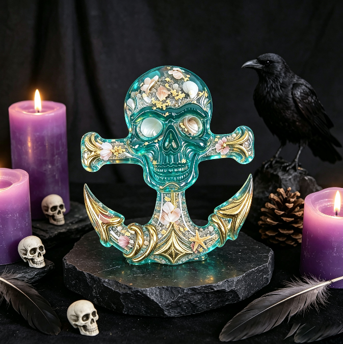 Anchor Skull Decorative Figurine Resin Mold