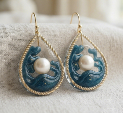 [VIP EXCLUSIVE] Handmade Teardrop Wave Pearl Earring & Jewelry Resin Mold