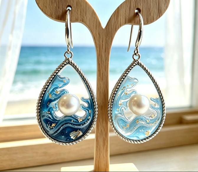[VIP EXCLUSIVE] Handmade Teardrop Wave Pearl Earring & Jewelry Resin Mold