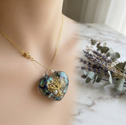 Handmade Puffy Heart-Shaped Tree of Life Necklace with Hole Resin Mold