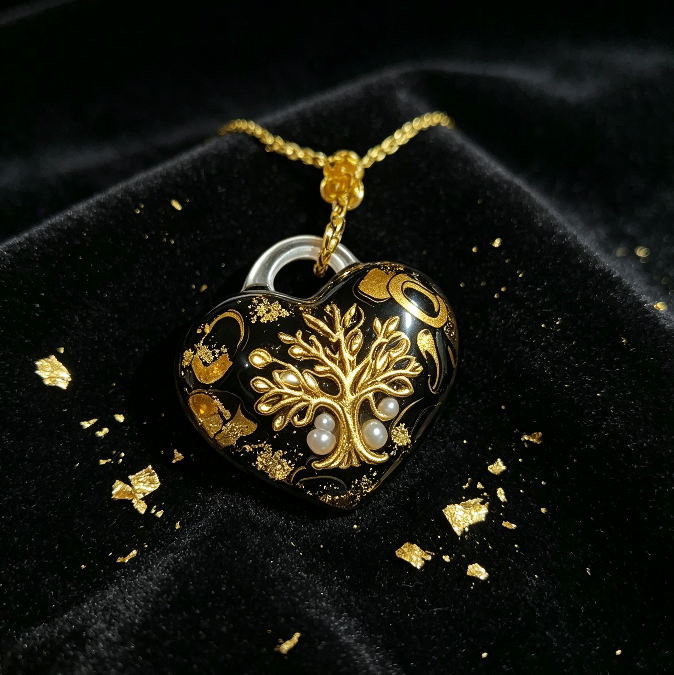 Handmade Puffy Heart-Shaped Tree of Life Necklace with Hole Resin Mold