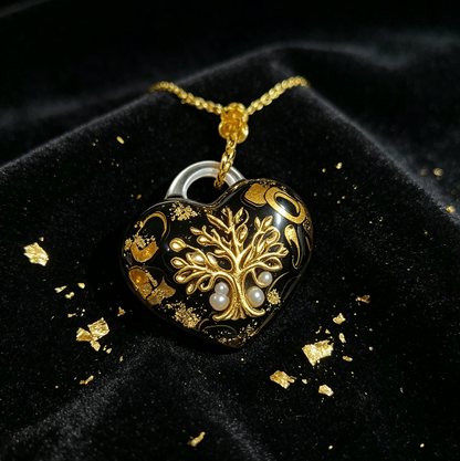Handmade Puffy Heart-Shaped Tree of Life Necklace with Hole Resin Mold