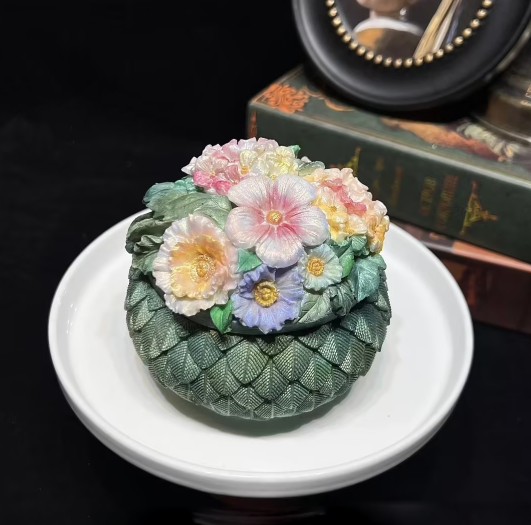 Handmade Blooming Feather Storage Jar Resin Mold