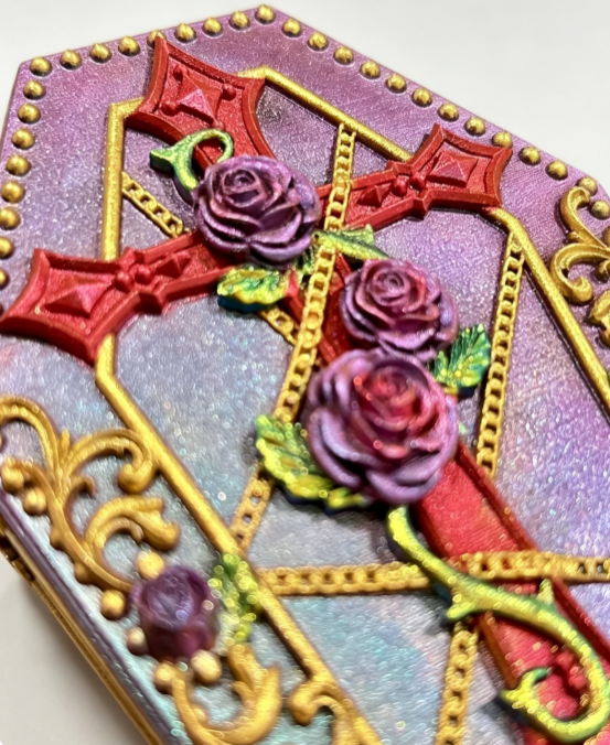 Handmade Rose Cross Coffin Storage Resin Mold