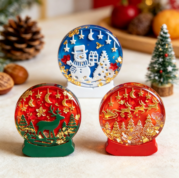 Christmas Snow Globe Figurine Resin Mold