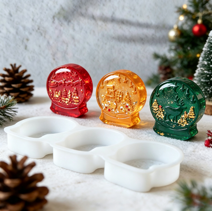 Christmas Snow Globe Figurine Resin Mold