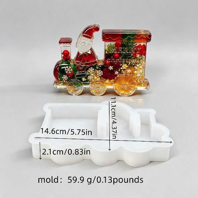 Santa Claus Christmas Train Figurine Resin Mold