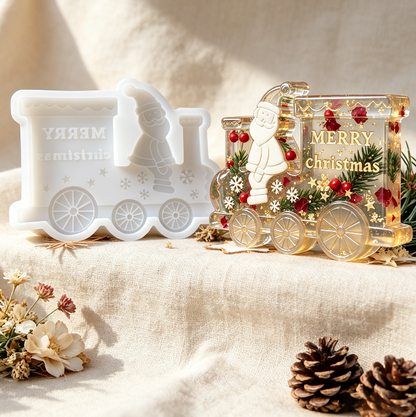 Santa Claus Christmas Train Figurine Resin Mold