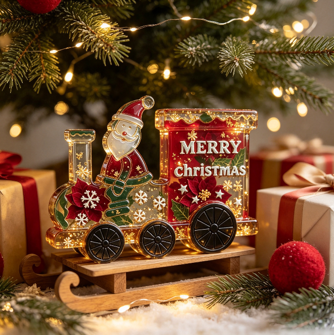 Santa Claus Christmas Train Figurine Resin Mold