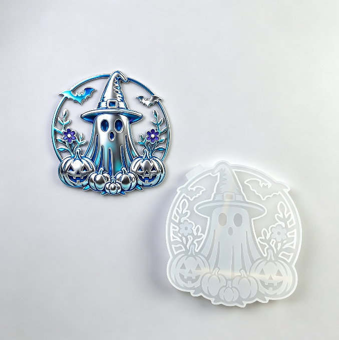 Hollow Pumpkin Ghost Figurine Resin Mold