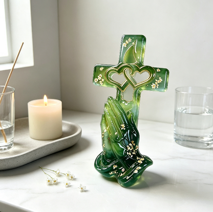 Hands Holding Heart Cross Wall Hanging Resin Mold
