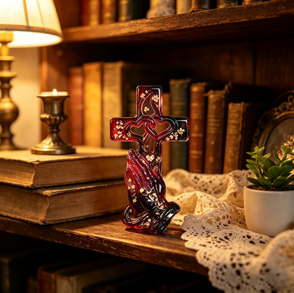 Hands Holding Heart Cross Wall Hanging Resin Mold