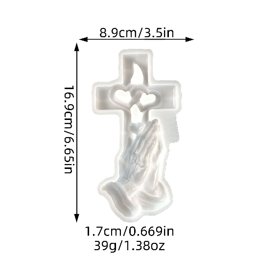Hands Holding Heart Cross Wall Hanging Resin Mold