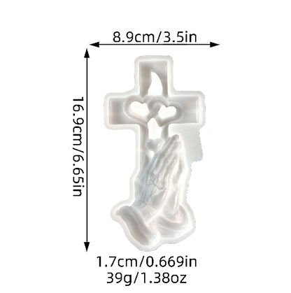 Hands Holding Heart Cross Wall Hanging Resin Mold