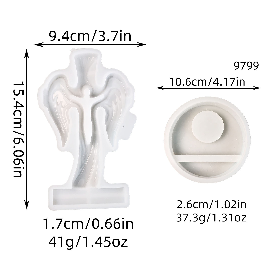 Angel Cross Candle Holder Resin Mold Set