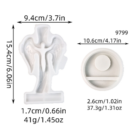 Angel Cross Candle Holder Resin Mold Set