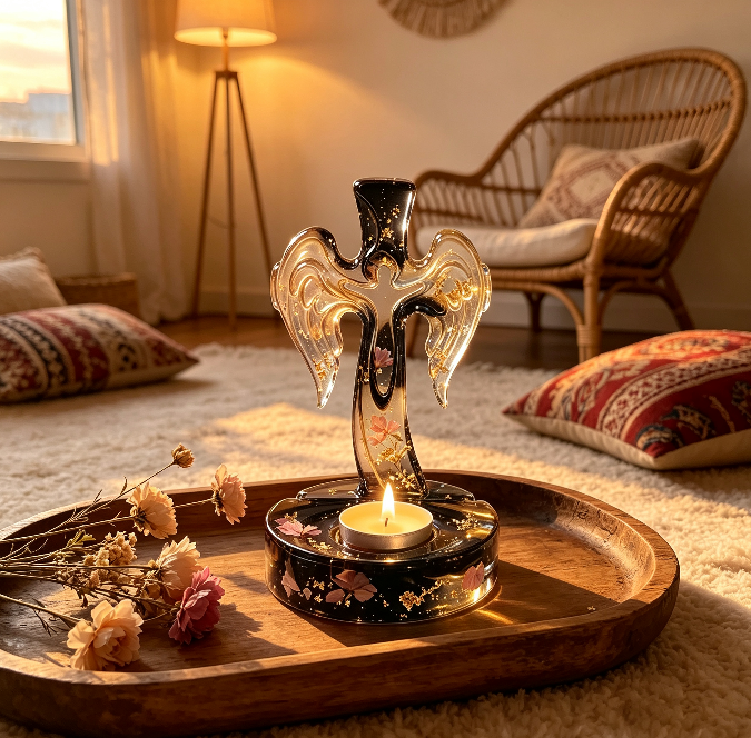Angel Cross Candle Holder Resin Mold Set