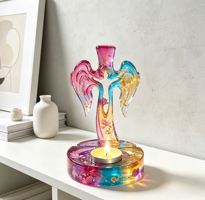 Angel Cross Candle Holder Resin Mold Set
