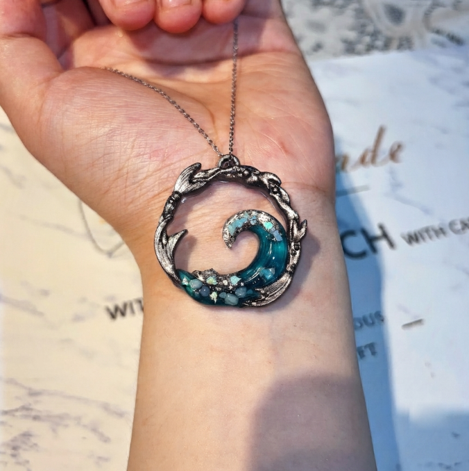 Molde de resina para colgante de joyería de olas hecho a mano 