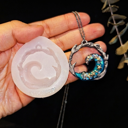 Molde de resina para colgante de joyería de olas hecho a mano 