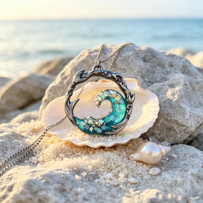 Molde de resina para colgante de joyería de olas hecho a mano 