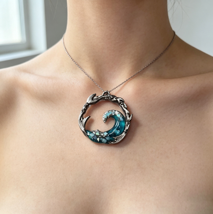 Molde de resina para colgante de joyería de olas hecho a mano 