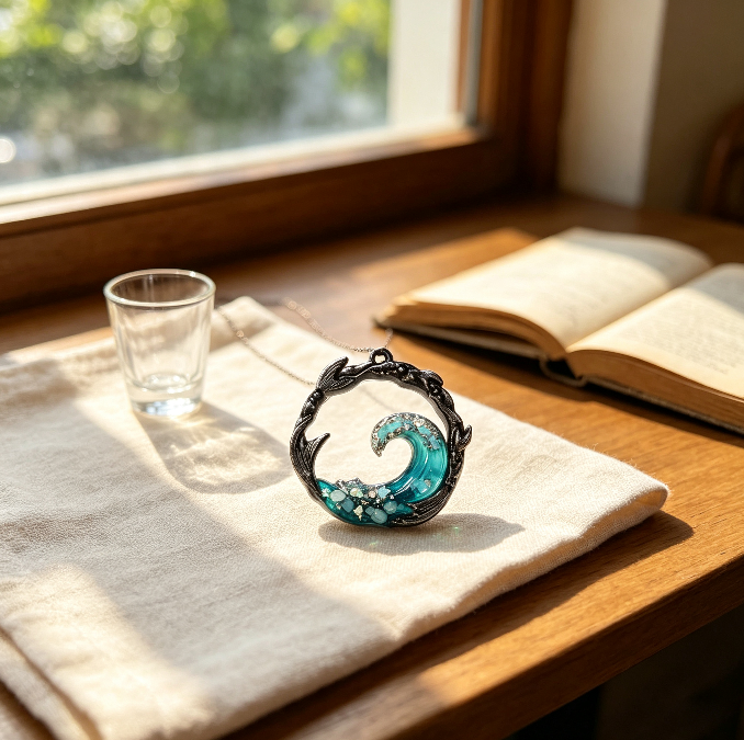 Molde de resina para colgante de joyería de olas hecho a mano 