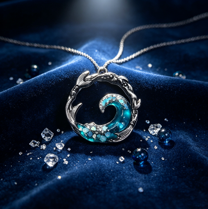 Molde de resina para colgante de joyería de olas hecho a mano 