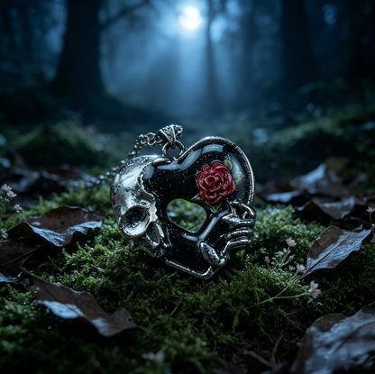 Handmade Skeleton Handheld Rose Hollow Heart Pendant Resin Mold