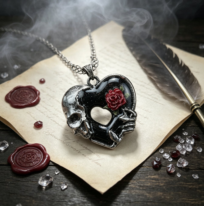 Handmade Skeleton Handheld Rose Hollow Heart Pendant Resin Mold