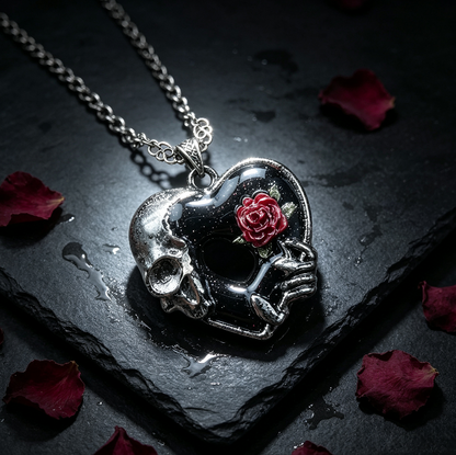 Handmade Skeleton Handheld Rose Hollow Heart Pendant Resin Mold