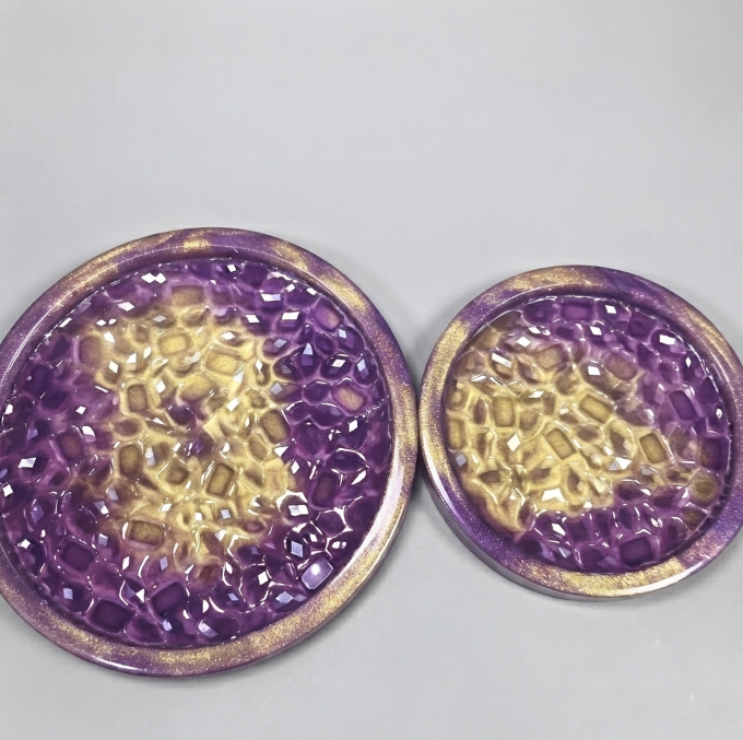 Handmade Diamond Round Coaster Tray Resin Mold