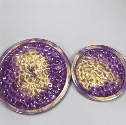 Handmade Diamond Round Coaster Tray Resin Mold