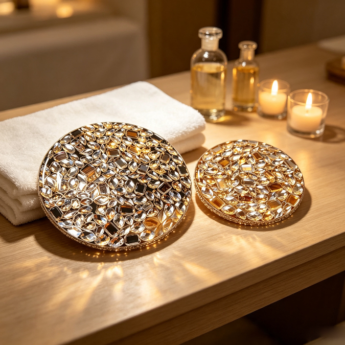 Handmade Diamond Round Coaster Tray Resin Mold