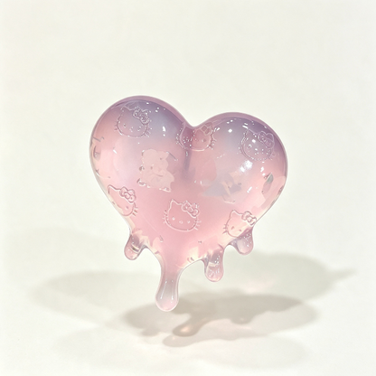 Handmade Cute Melting Heart & HK Cat Pattern Pendant Resin Mold