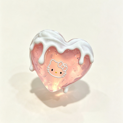 Handmade Melting Butter Heart & Cute HK Cat Pattern Pendant Resin Mold