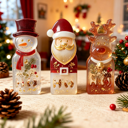 3-in-1 Snowman, Santa Claus & Reindeer Figurine Resin Mold