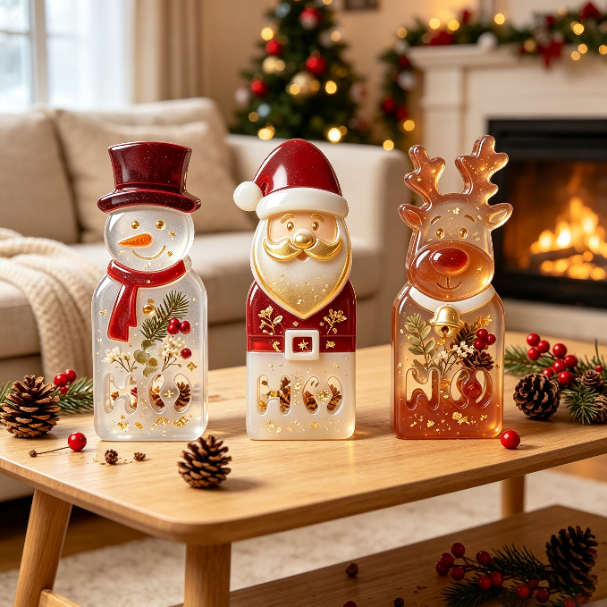 3-in-1 Snowman, Santa Claus & Reindeer Figurine Resin Mold