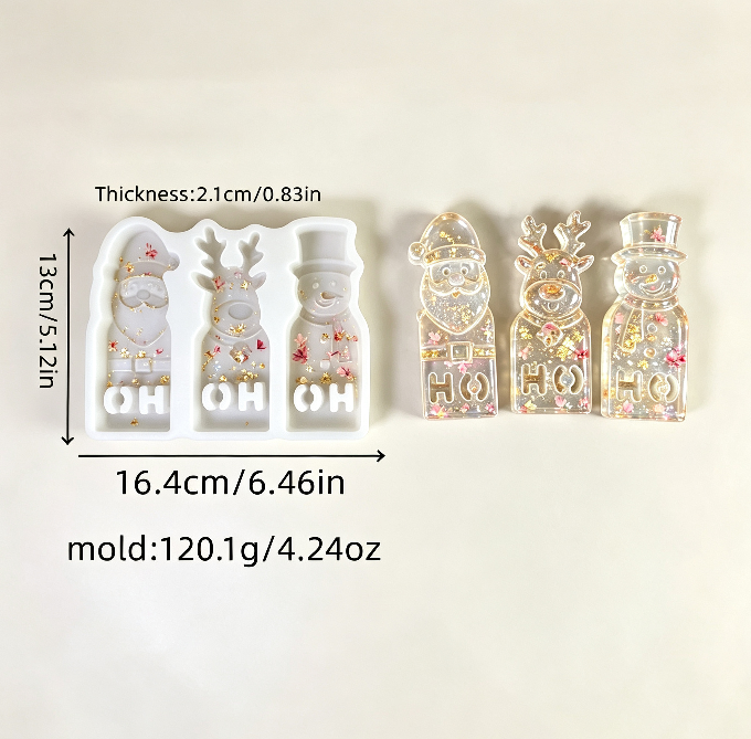 3-in-1 Snowman, Santa Claus & Reindeer Figurine Resin Mold