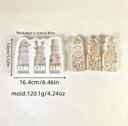 3-in-1 Snowman, Santa Claus & Reindeer Figurine Resin Mold