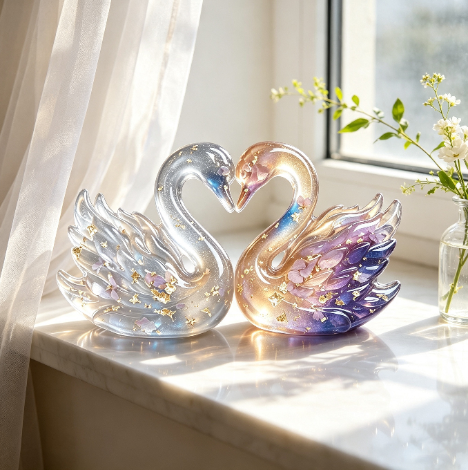Heart Swan Figurine Resin Mold