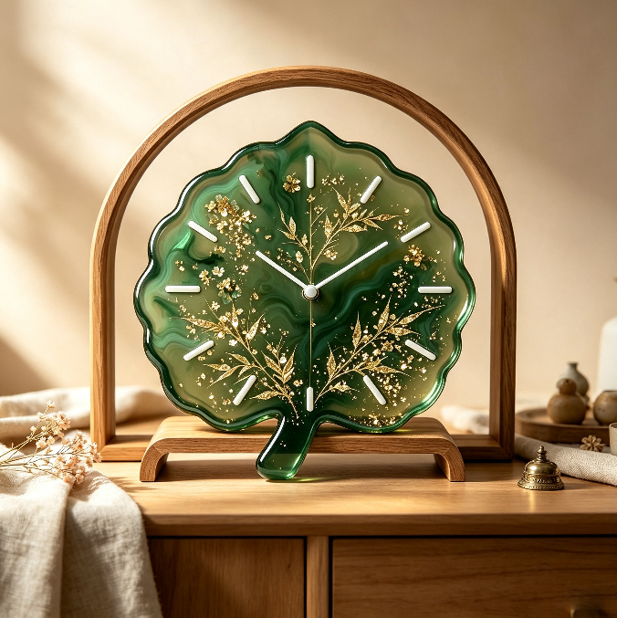 Leaf-Shaped Clock Resin Mold