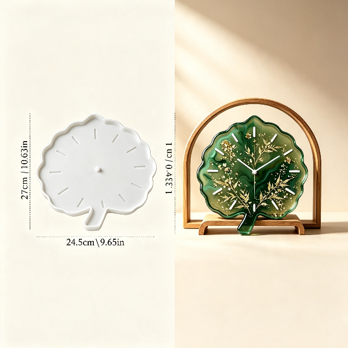 Leaf-Shaped Clock Resin Mold