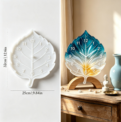 Leaf-Shaped Clock Resin Mold