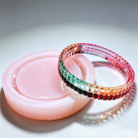 Handmade Diamond-Edged Round Tray Resin Mold
